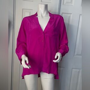 💯Silk Mason Vibrant Pink Blouse